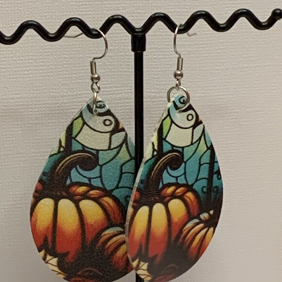 Pumpkin Earring, Turquoise Earring, Boho Earring, Fall Earring, Halloween, Gift - Picture 7 of 7